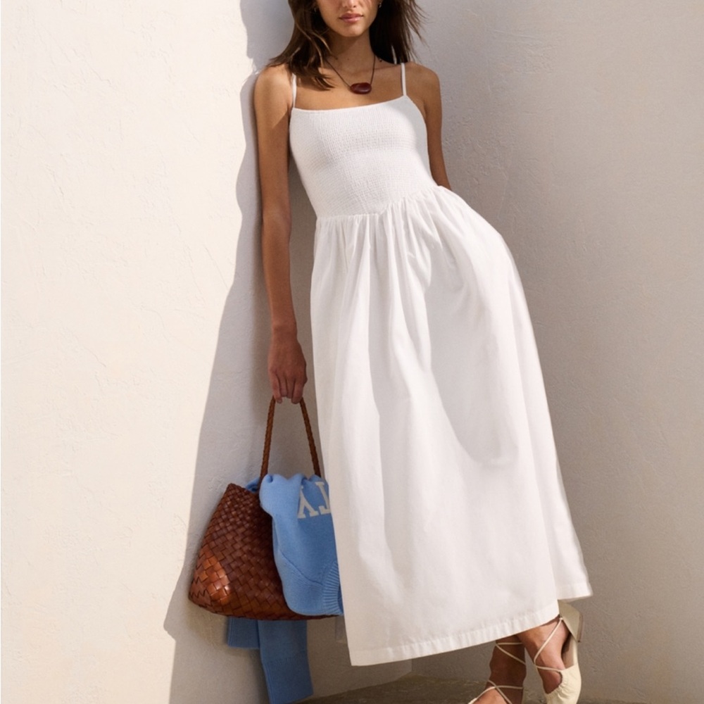 Abercrombie Dipped-Waist Smocked Midi Dress